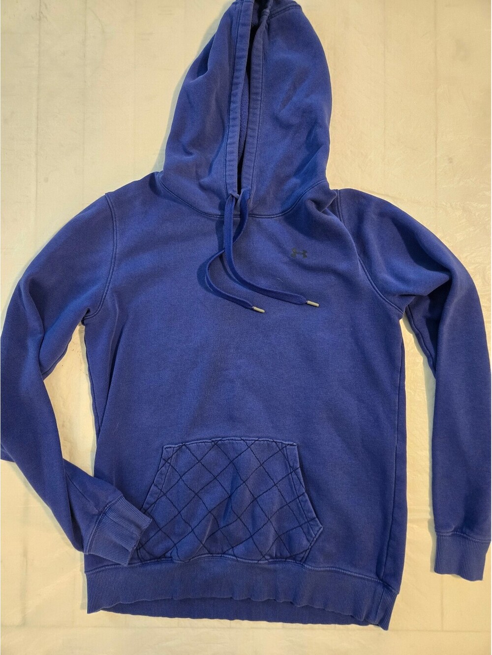 Under Armour Blue Pullover Hoodie Quilted Kangaroo Pocket Athleisure size M